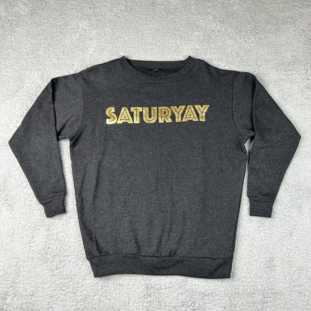 Avon Sweatshirt Womens XS Gray Gold Tone Long Sleeve Crew Neck‎ Saturyay